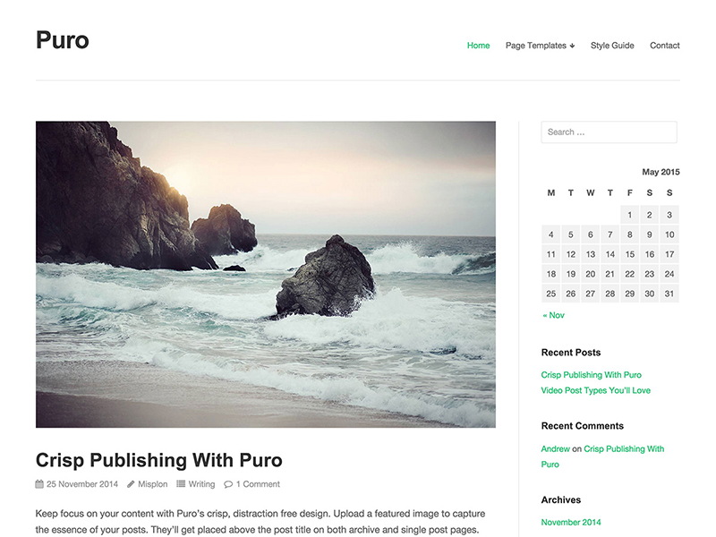 Puro is a lightweight theme that is optimized for speed and performance.