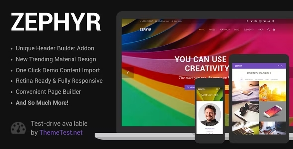 Zephyr is a lightweight theme that is optimized for speed and performance.